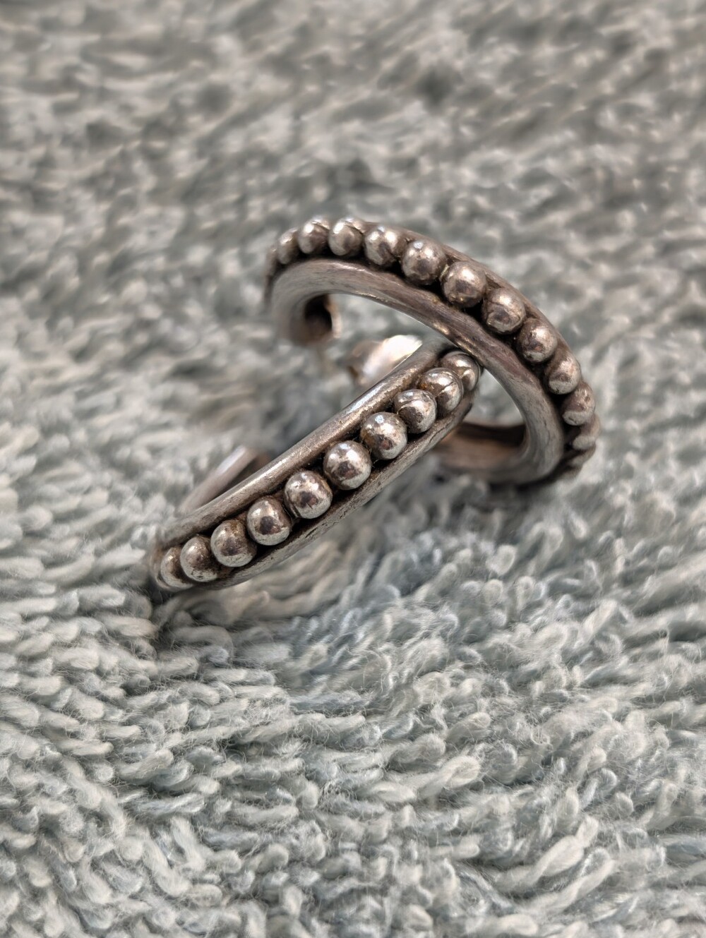 Stephen Dweck 925 Sterling Beaded Hoop Earrings in Silver